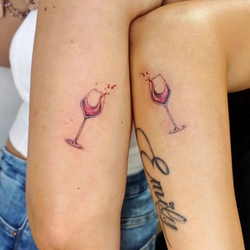 19 Friendship Wine Glass Tattoos To Cheers Over Body Artifact