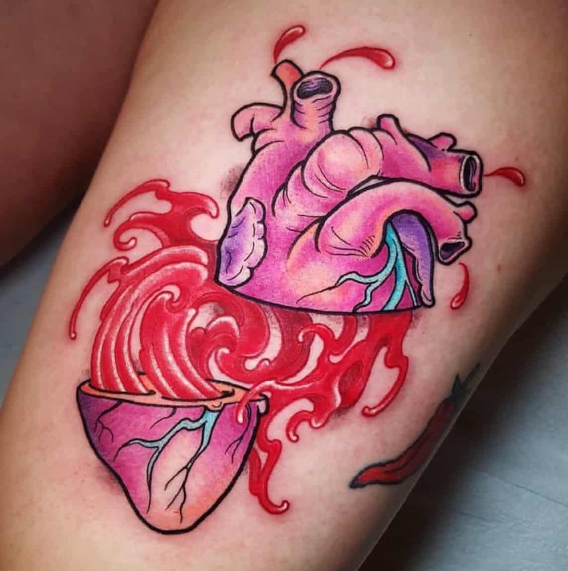 Red Broken Heart Outline Temporary Tattoo set of 3 - Etsy
