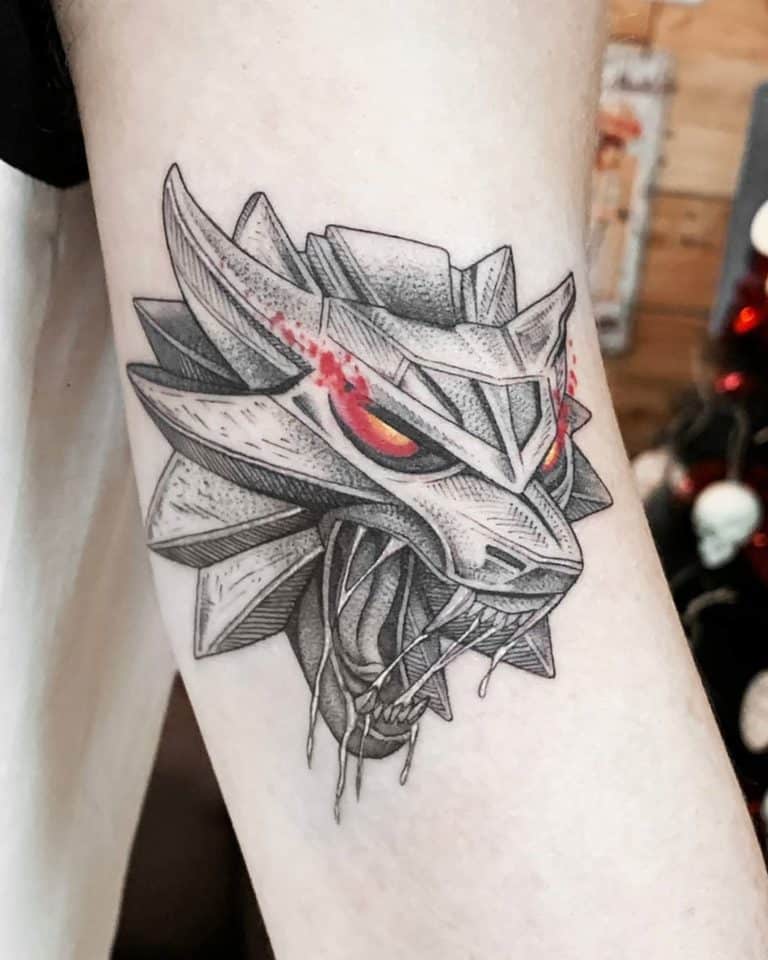 witcher tattoo of wolf head