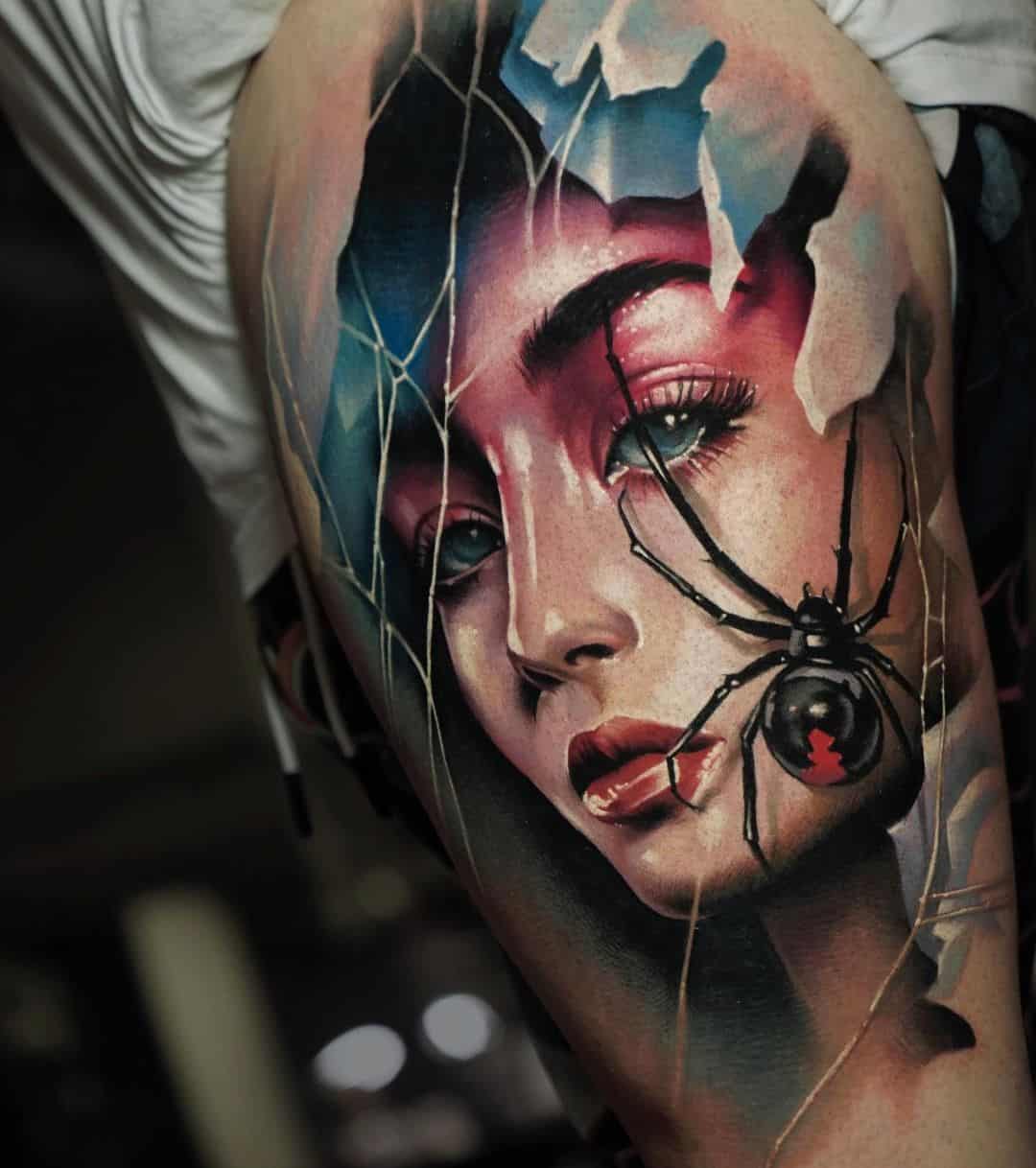 Andrew Mcleod on Instagram: “Big spider lady on Georgina's thigh.” |  Tatuaje estilo tradicional, Tatuajes tradicionales, Tatuajes inspiradores