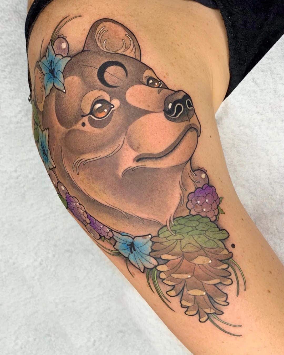Lucky You Tattoo - A teddy bear on a thigh by Craig Rooney! 🧸 ⁣ ⁣ Craig  Rooney • @craigrooneytattoos ⁣ ⁣ To make an appointment with Craig, send  him an e-mail
