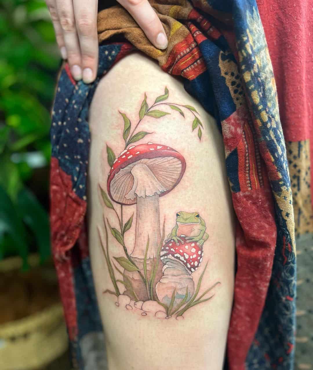 Magical Forest Sleeve With Mushroom House  Best Tattoo Ideas For Men   Women