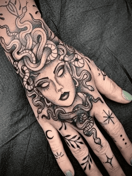 Nato Tattoo - W.I.P Medusa severed head 🐍 on this Greek... | Facebook