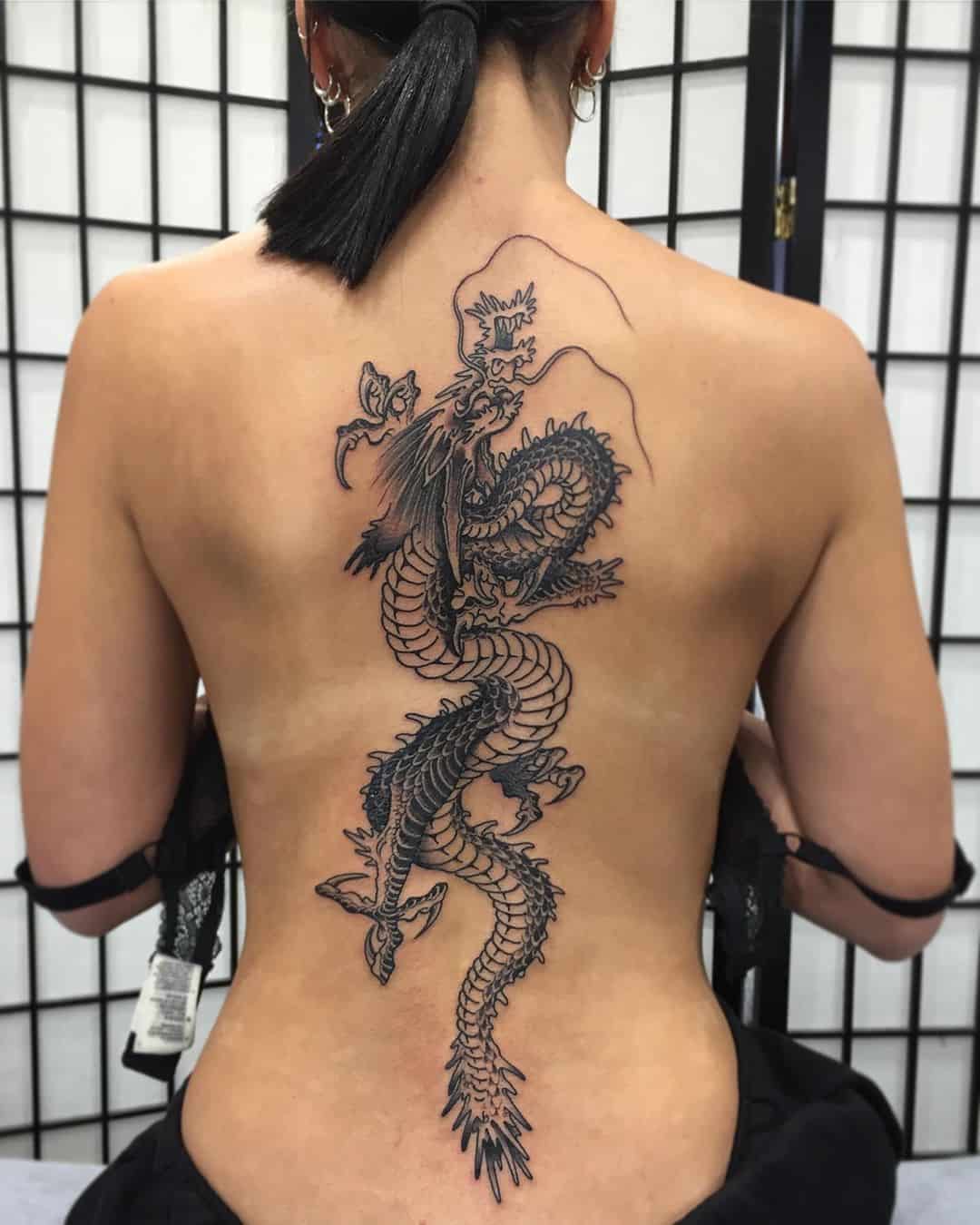 The girl with the dragon tattoo! Little red dragon spine tattoo to fill my  Saturday! Had a blast doing this one! #dragontattoo #reddragon... |  Instagram