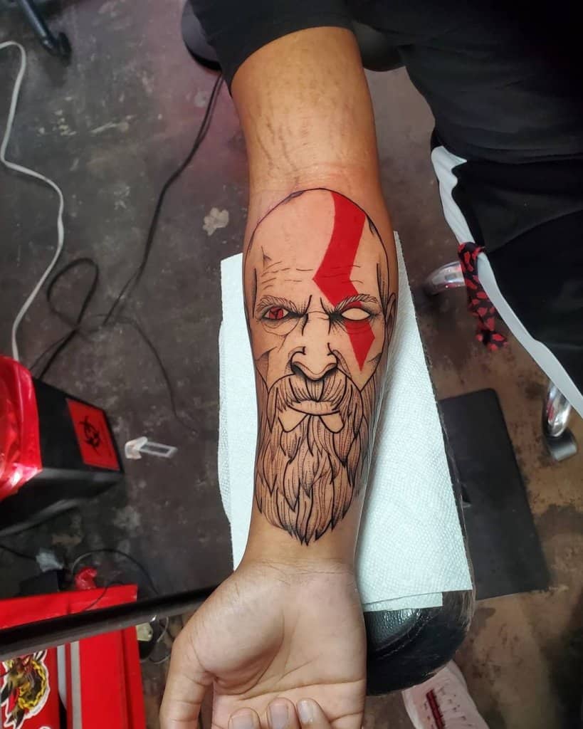 Tattoo uploaded by Budatatattooart • Tattoo Mimir God of War four! The best  tattoo, the better game! #tattoo #tattoogeometric #tattooblackline •  Tattoodo