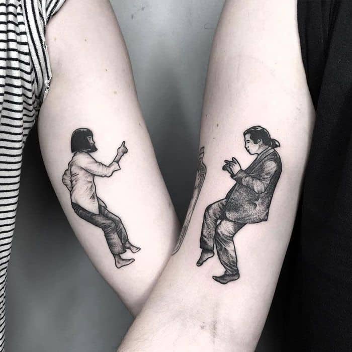 Pin by Gabby Rodelo on Tattoos in 2023  Pulp fiction tattoo Blackwork  tattoo Movie tattoo