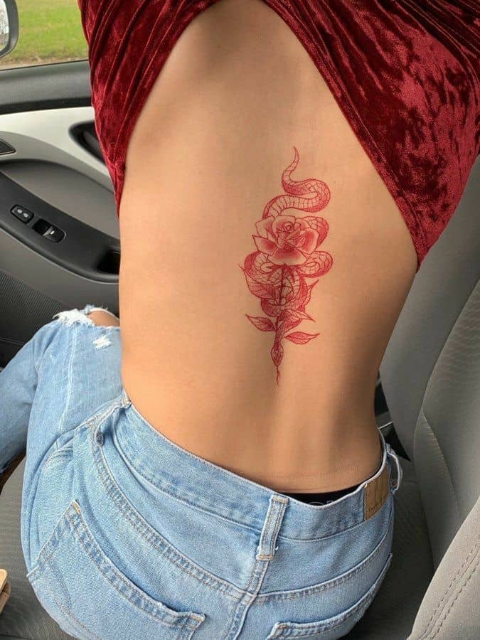 Red writing tattoo love | Writing tattoos, Red tattoos, Ink tattoo