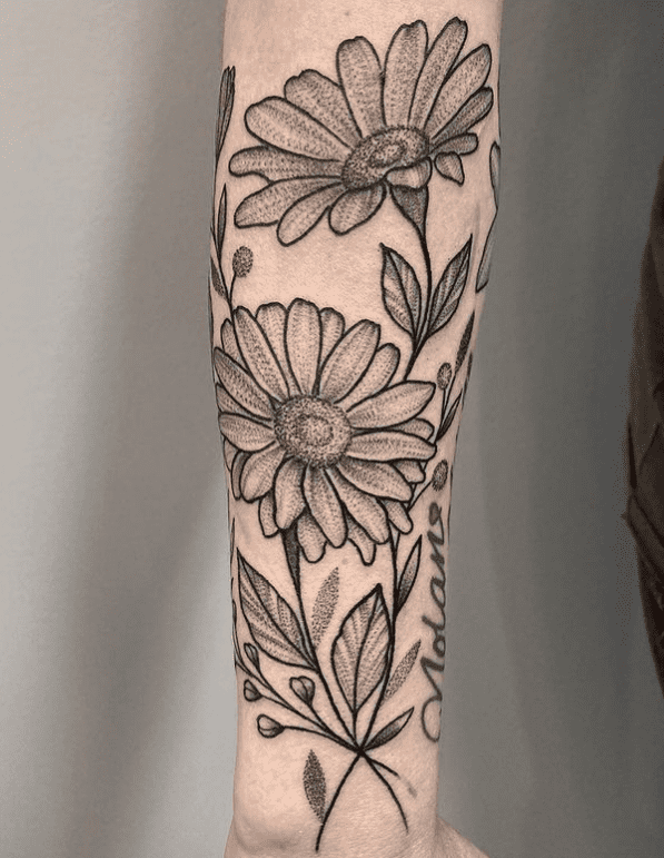 white daisy flower tattoo