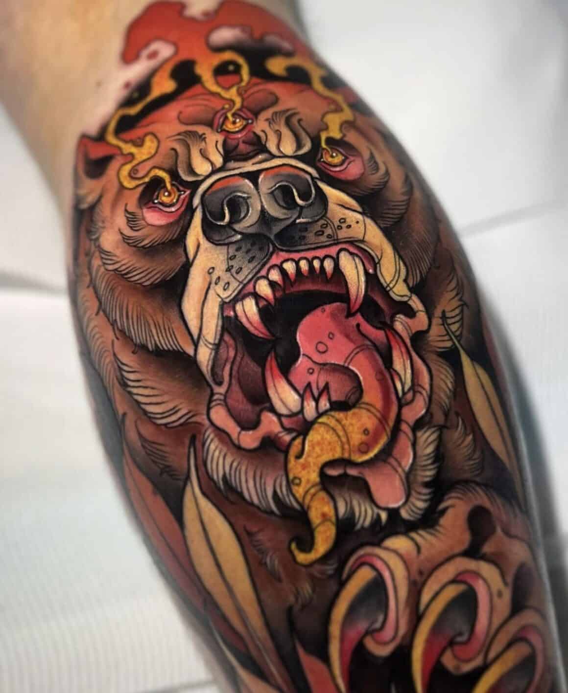 American Traditional Bear Tattoo by Drew : TattooNOW