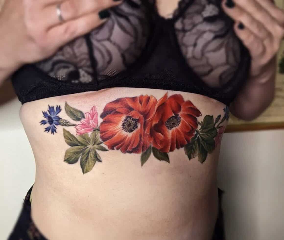 Babys breath underboob tattoo