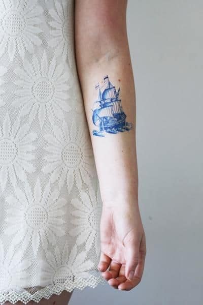 Ship temporary tattoo / vintage temporary tattoo / boat temporary tattoo /  sailor temporary tattoo / | Tattoos for women, Ship tattoo, Temp tattoo