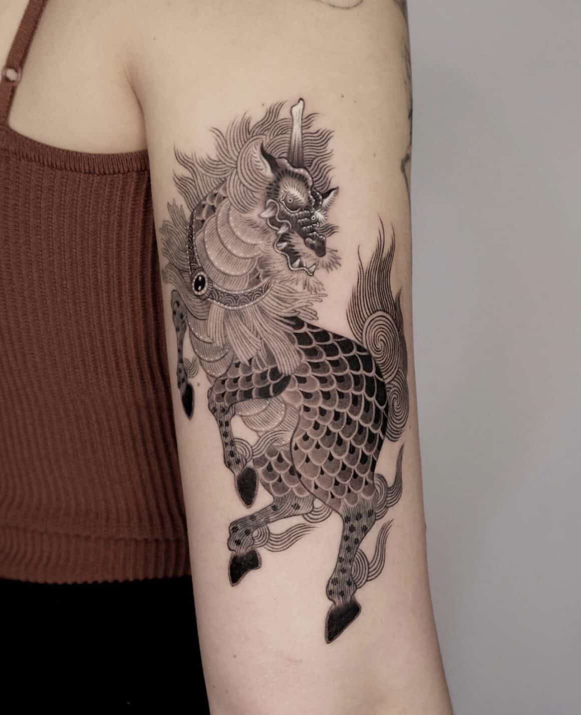 chinese dragon tattoo forearm