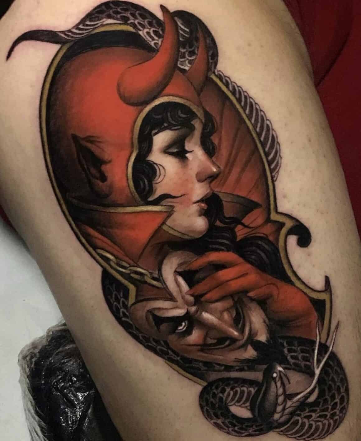 Neo traditional demon woman by  Inked Up Tattoo Studio  Facebook