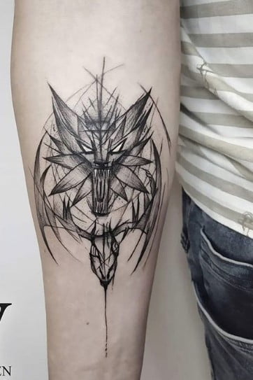 intricate wolf head tattoo