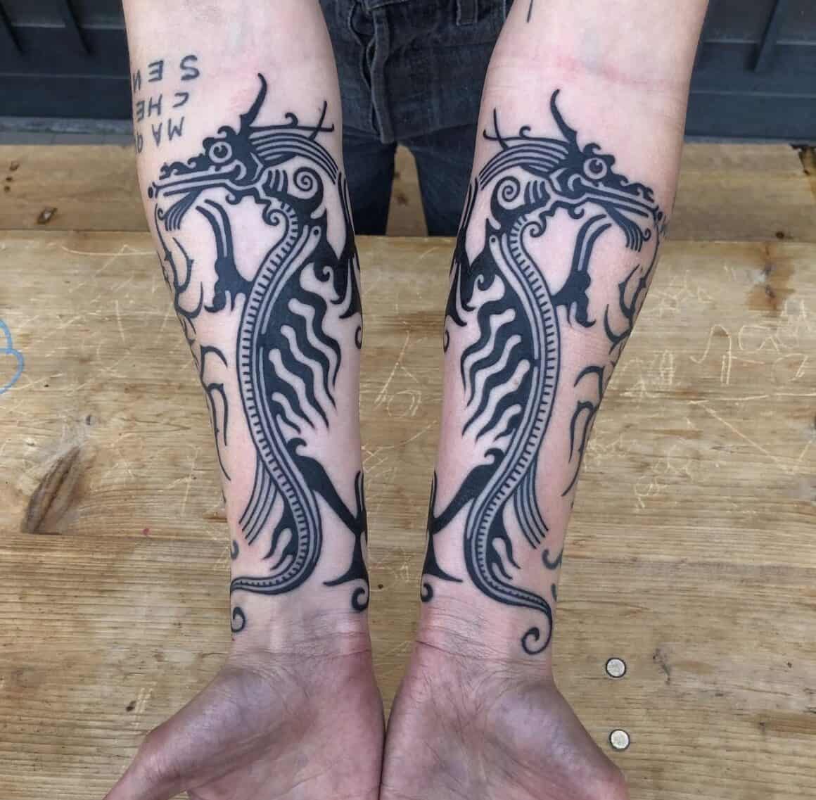 Tribal Double Dragon Temporary Tattoos - Etsy