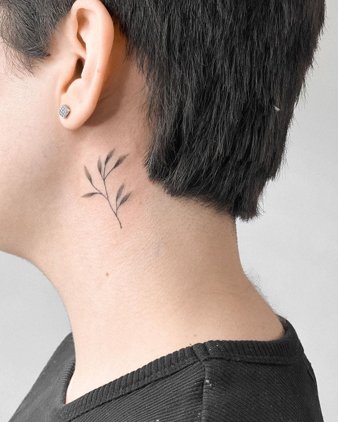 Simple Flower Neck Tattoo