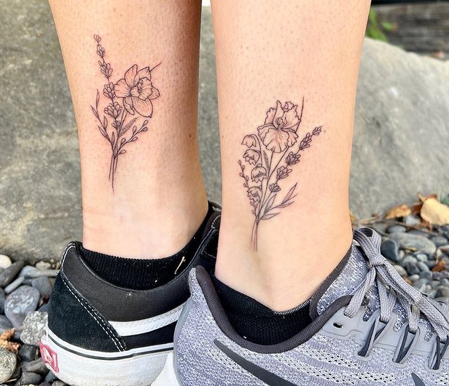 Delicate flower bouquet tattoo - Tattoogrid.net