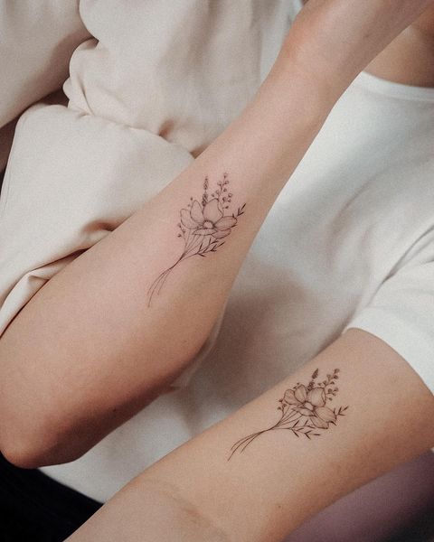 Best Friend Flower Tattoos