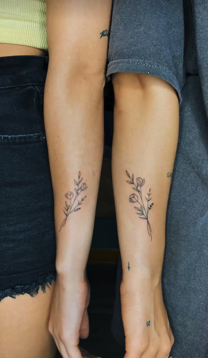 Best Friend Flower Tattoos