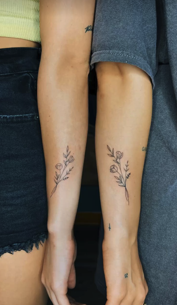 Buy Sisters Flower Temporary Tattoo  Matching Tattoo  Best Online in  India  Etsy