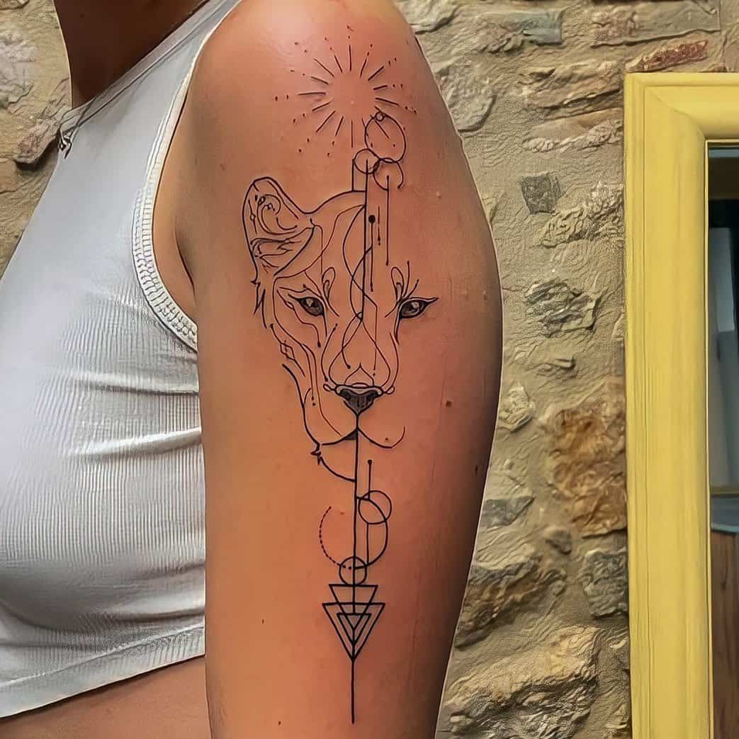 Tattoo uploaded by KTREW Tattoo • Single Line Lioness Tattoo by Kirstie @  KTREW Tattoo - Birmingham, UK #lioness #chesttattoo #tattoo #singleline  #birminghamuk #linework #fineline • Tattoodo