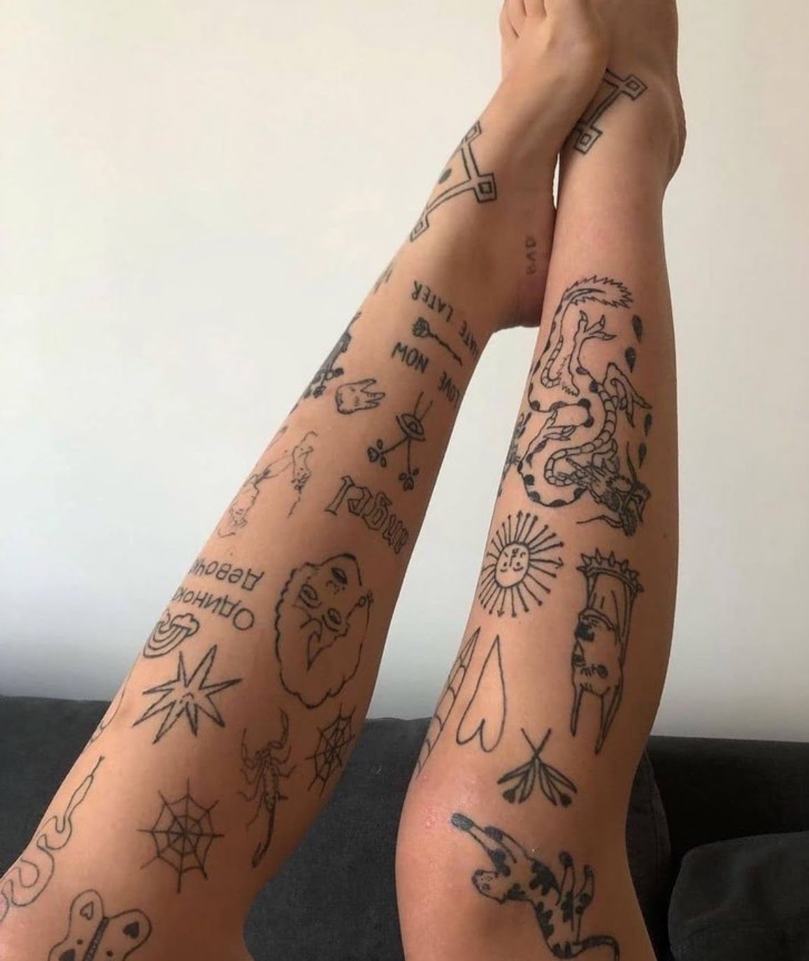 Patchwork leg sleeve  Leg sleeve tattoo, Simplistic tattoos, Cool tattoos