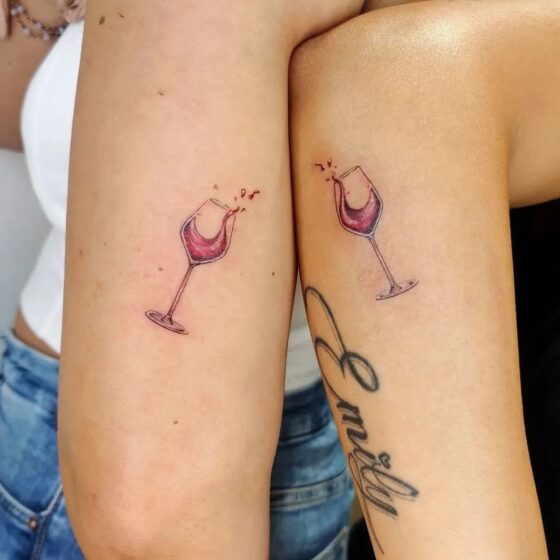 19 Friendship Wine Glass Tattoos To Cheers Over • Body Artifact