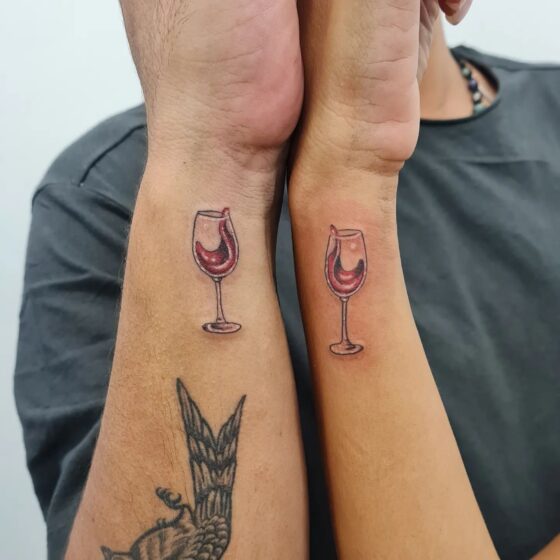 19 Friendship Wine Glass Tattoos To Cheers Over • Body Artifact
