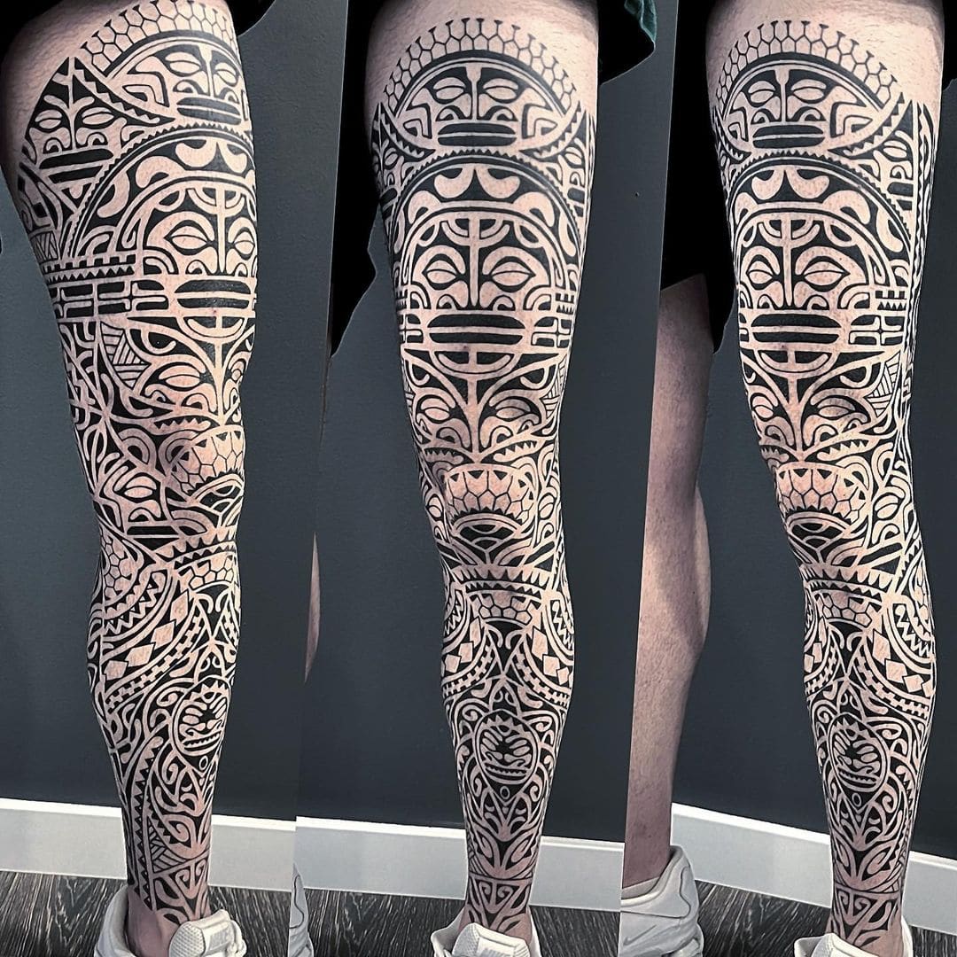 Maori Tribal Back Of Leg