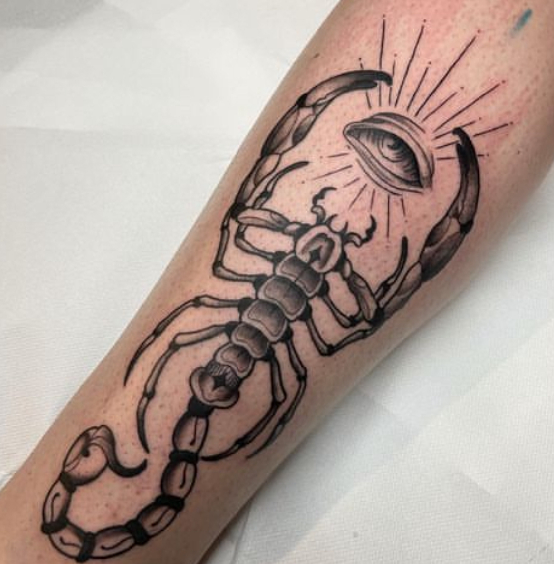 Shades of Grey Tattoo Studio - Colored scorpion forearm tattoo by Rico  Sorrells | Facebook