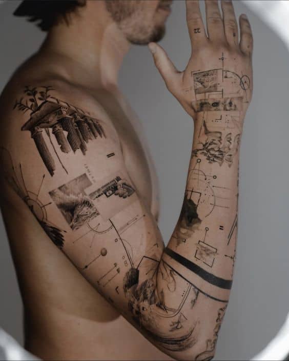 60+ Amazing Patchwork Tattoo Ideas  Tattoos, Half sleeve tattoos for guys,  Leg tattoos small