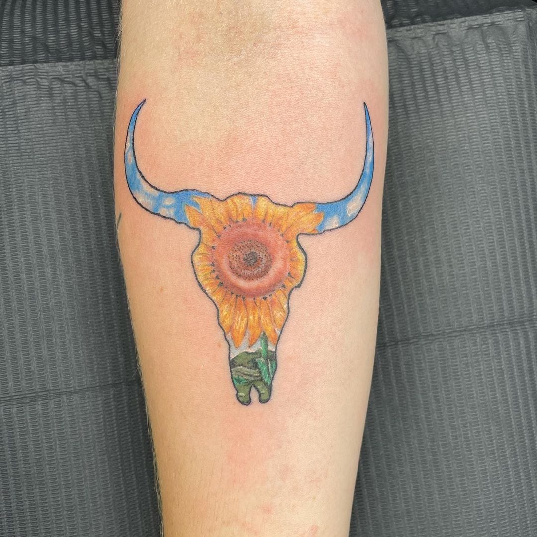 50 Meaningful Bull Skull Tattoo Designs  Art and Design