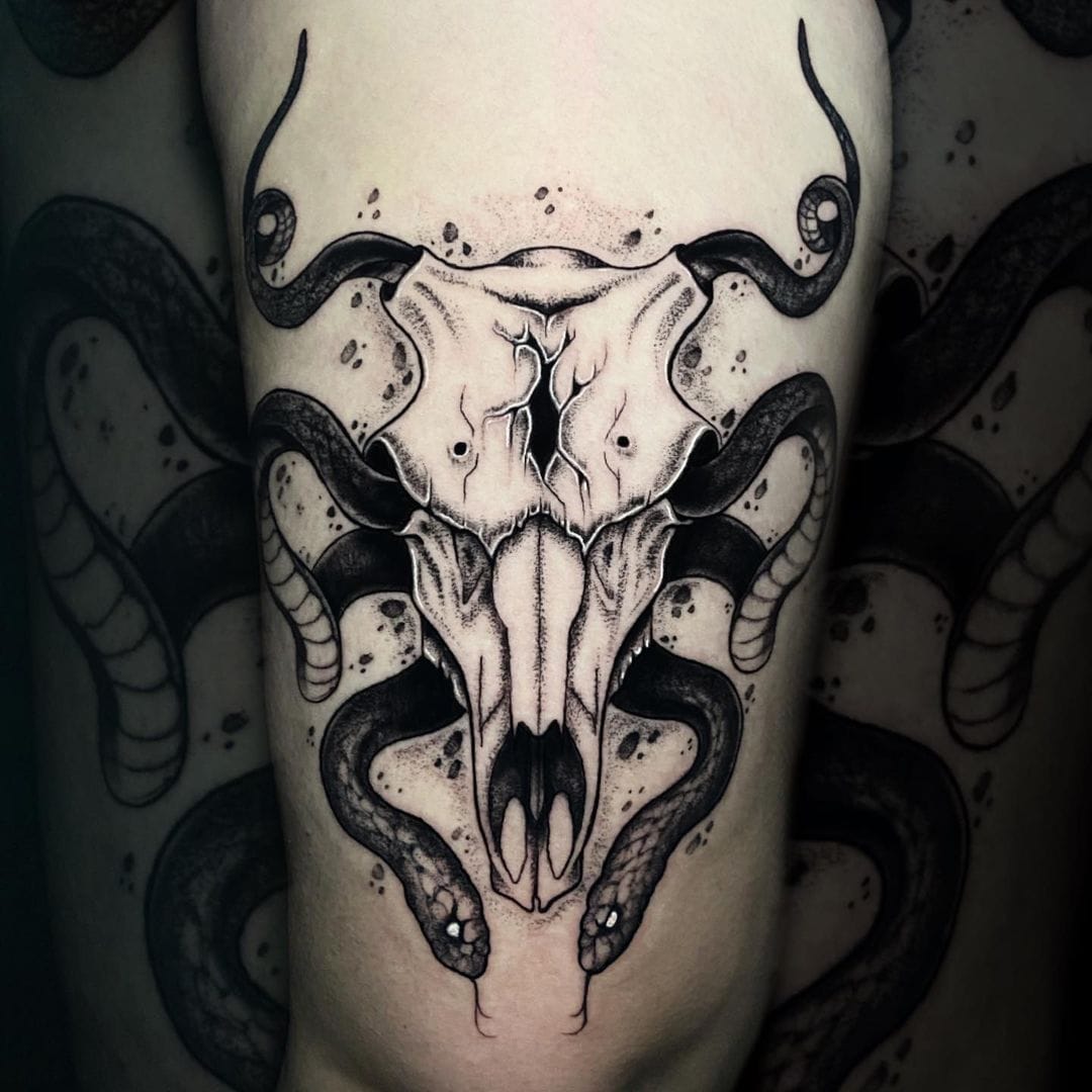 Goat Skull Tattoo sketch by @odexion | Skull tattoo design, Bull tattoos,  Egypt tattoo