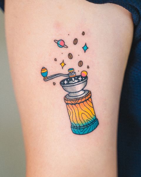coffee grinder tattoo