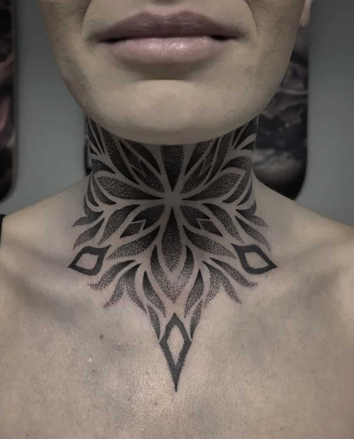 Tattoo uploaded by percy tat2holics • Geometric Tribal full throat tattoo •  Tattoodo