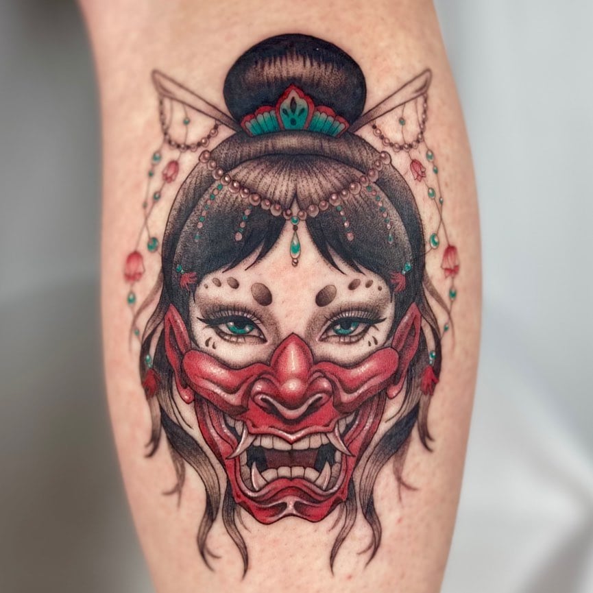 250 Hannya Mask Tattoo Designs With Meaning 2020 Japanese Oni Demon   Tatuagem hannya Galeria de tatuagens Tatuagem cinza