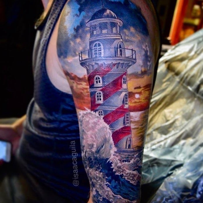 Lighthouse Ship Tattoo | Black Lotus Tattoo