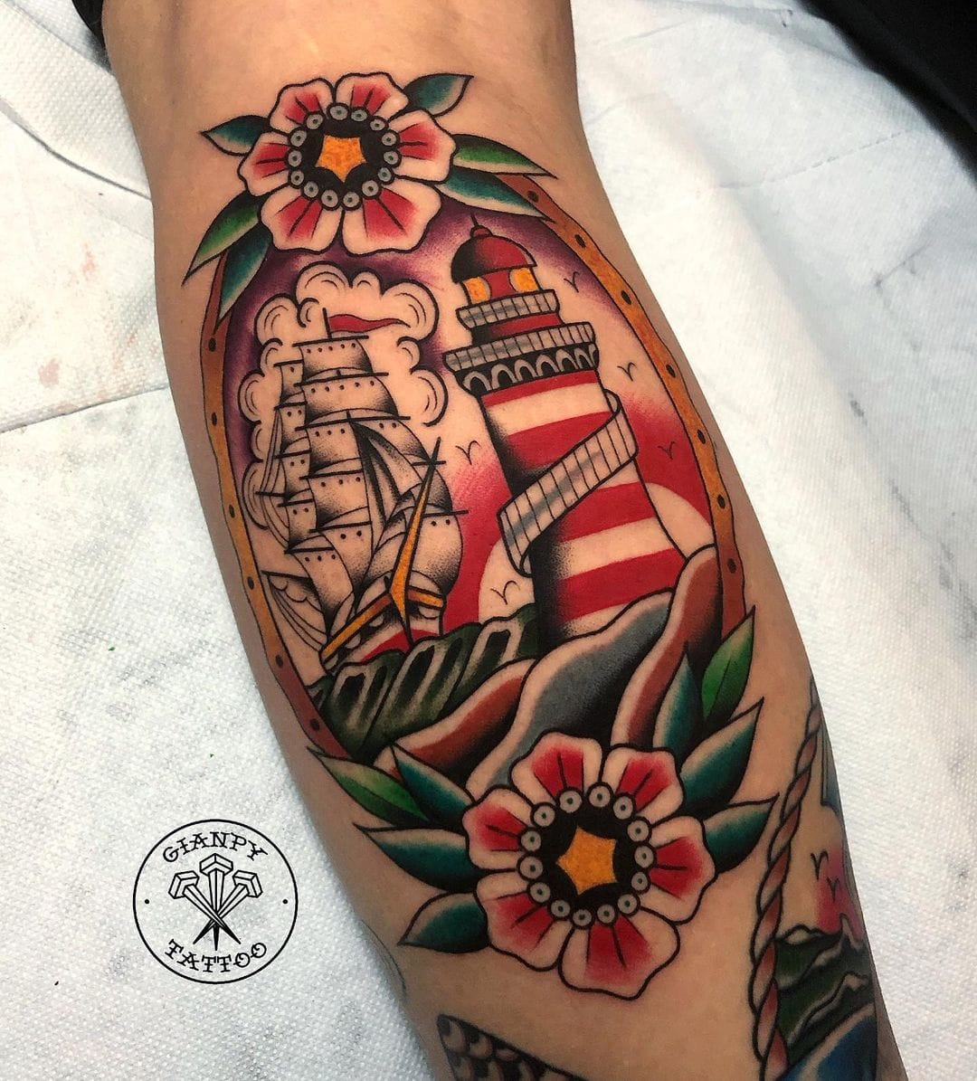 Geometric Lighthouse Tattoo Design – Tattoos Wizard Designs
