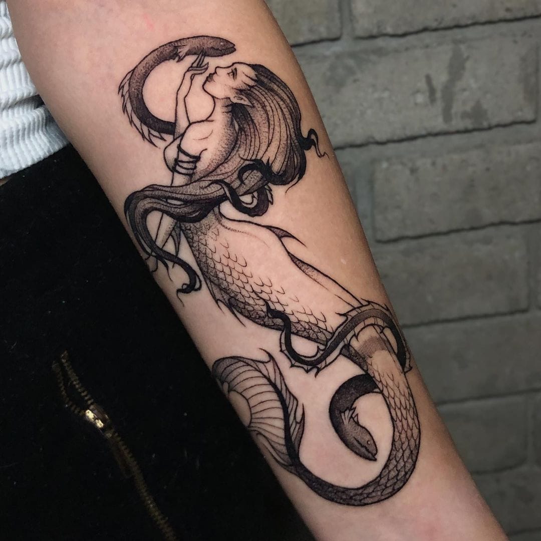 Asian Doll Mermaid Upper Arm Tattoo | Steal Her Style