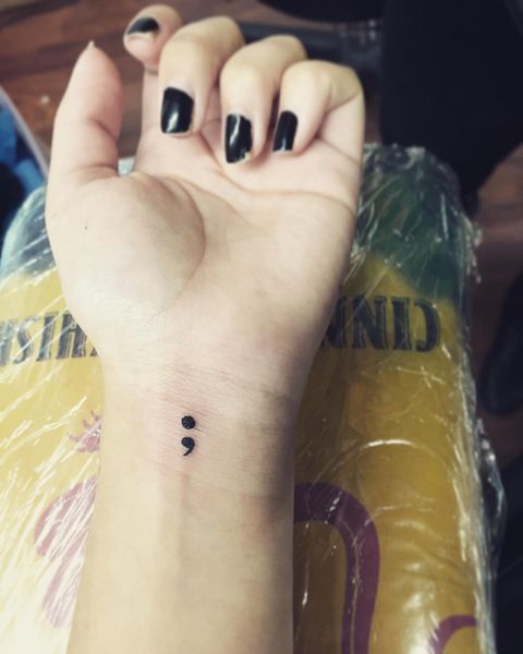 Small lotus flower/semi colon tattoo | Tattoos, Semicolon tattoo, Unique semicolon  tattoos