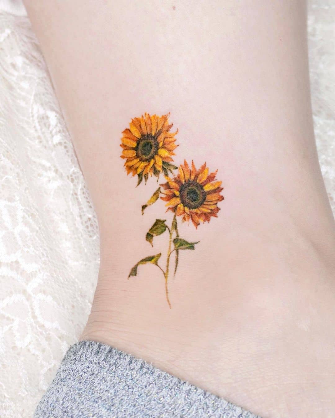 watercolor sunflower tattoo G.NO (2) - KickAss Things