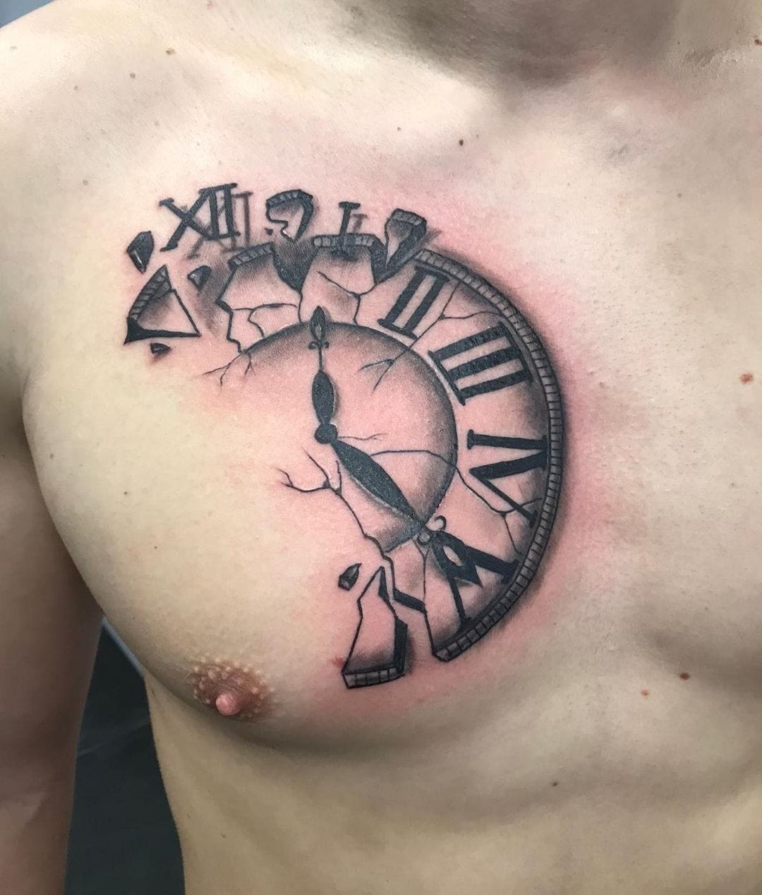 Broken clock and flowers tattoo by Héctor Concepción: TattooNOW
