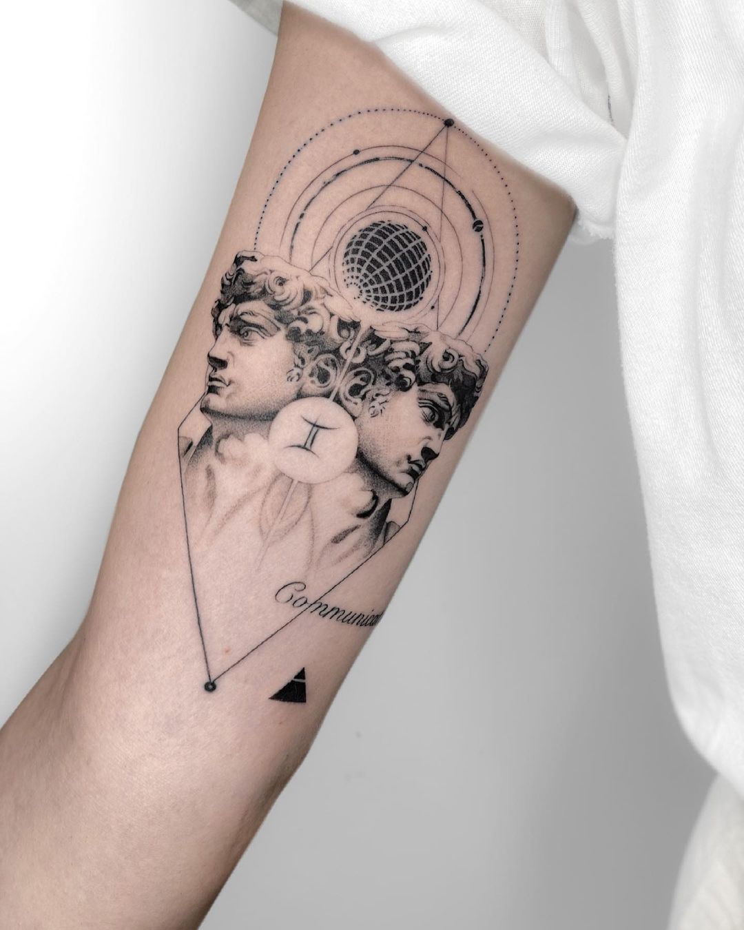 Lineart Zodiac Gemini Tattoo Graphic by Rupture · Creative Fabrica