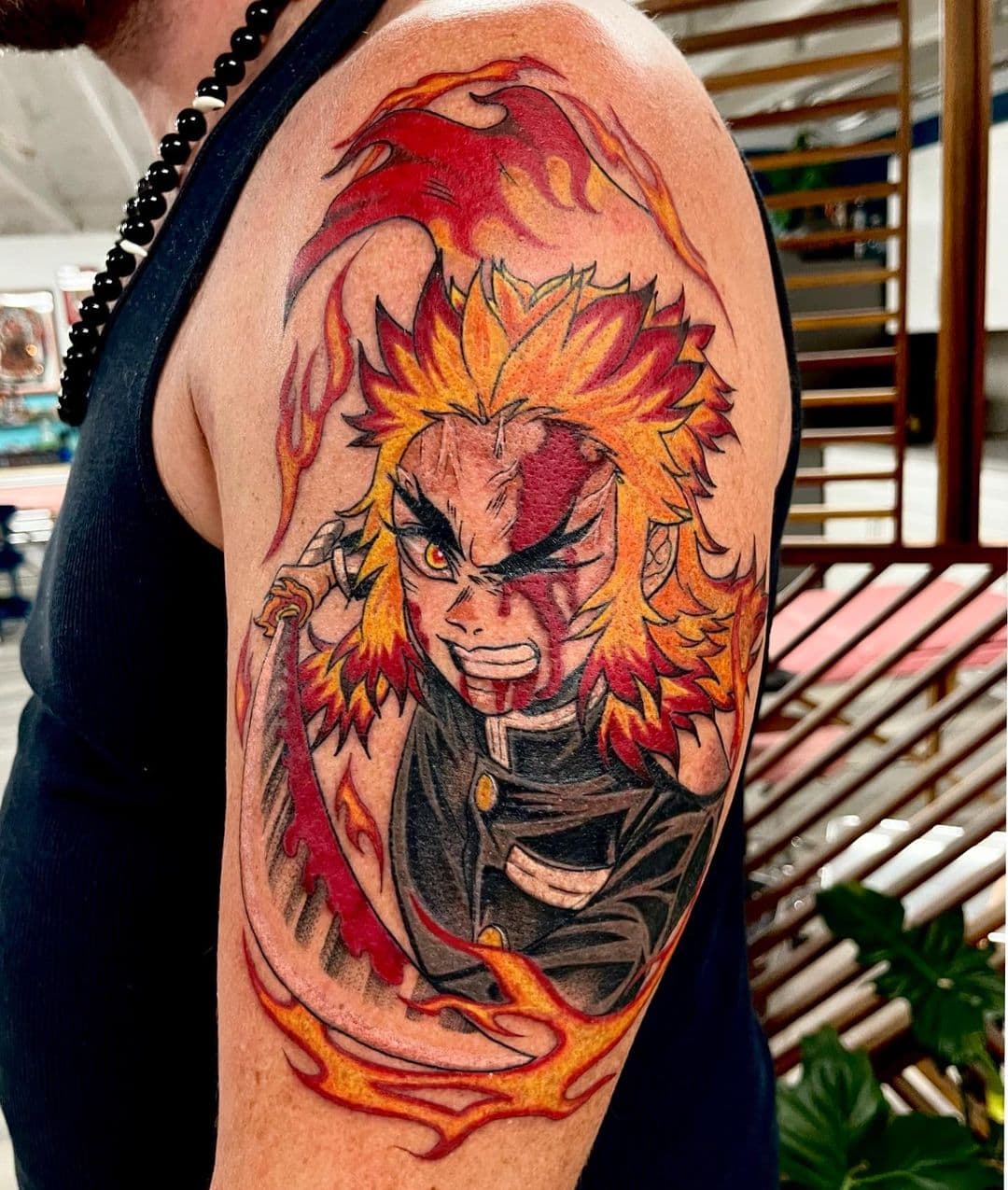 I saw someone post their Gyomei tattoo so I thought Id show you all my Rengoku  tattoo I got awhile ago   rKimetsuNoYaiba