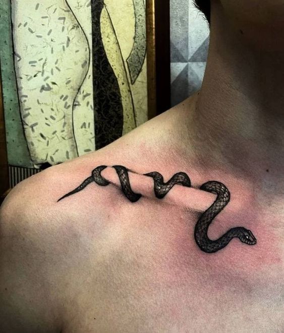 Snake Collarbone Tattoos To Get Wrapped Up In