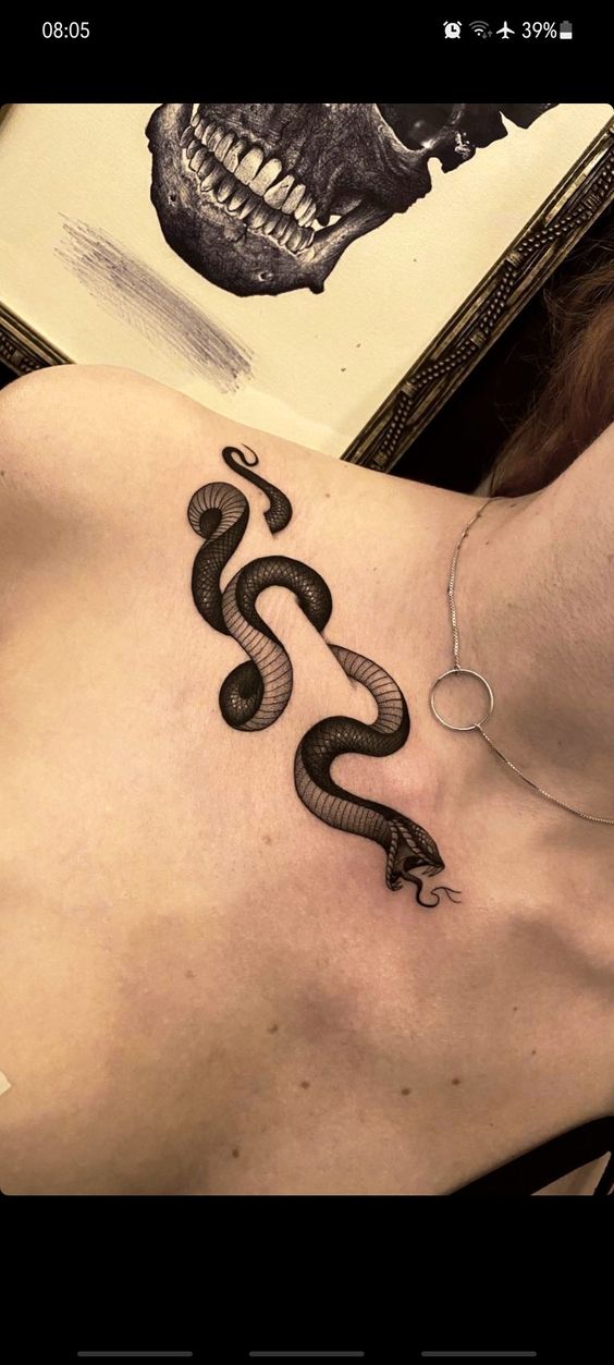 Snake Collarbone Tattoos To Get Wrapped Up In