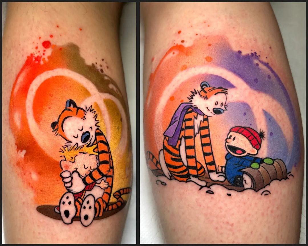 Calvin and Hobbes Tattoo by Jesse Neumann TattooNOW