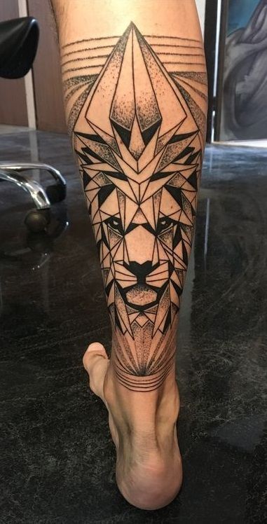 calf tatto lion 1