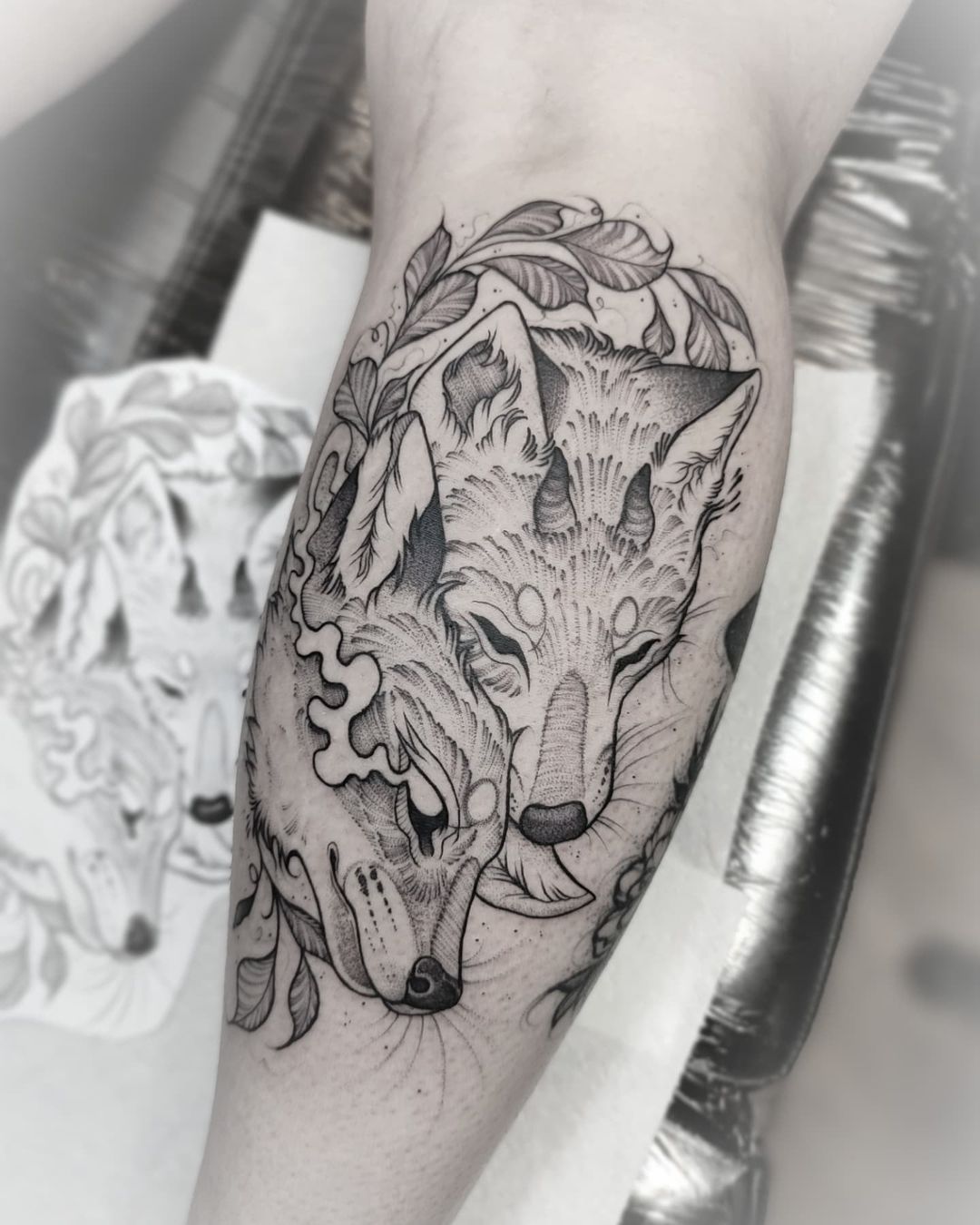 Skull Calf Leg Tattoo by Lefty Colbert TattooNOW