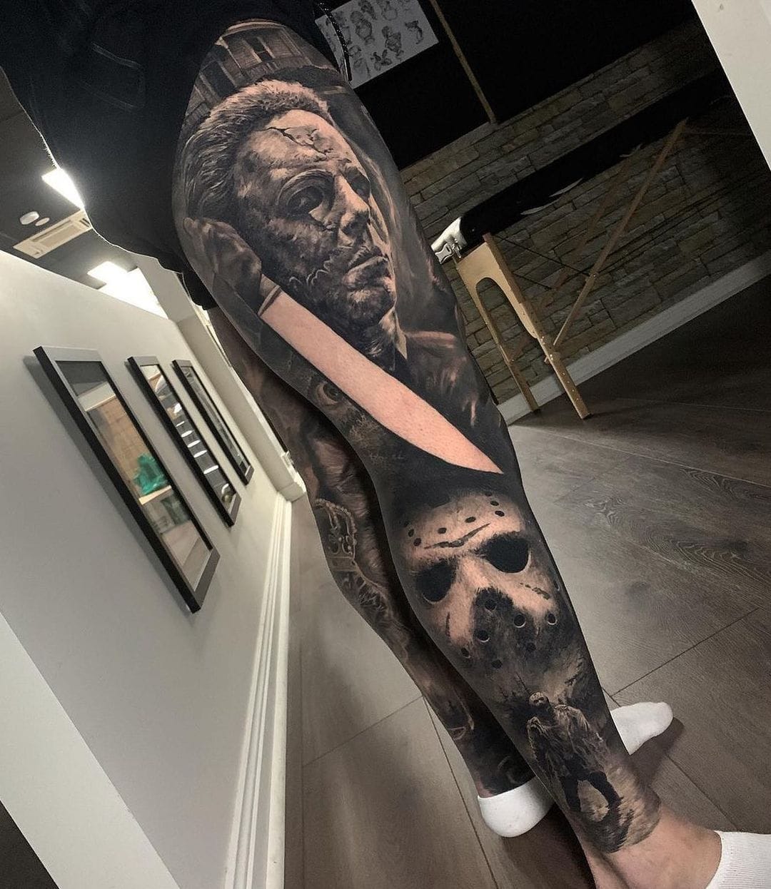 Creepy Jason Tattoos  Wrapped up this sock tatt FYI all you muggles out  there a sock or stocking if youre in the UK is the correct term for  a lower leg